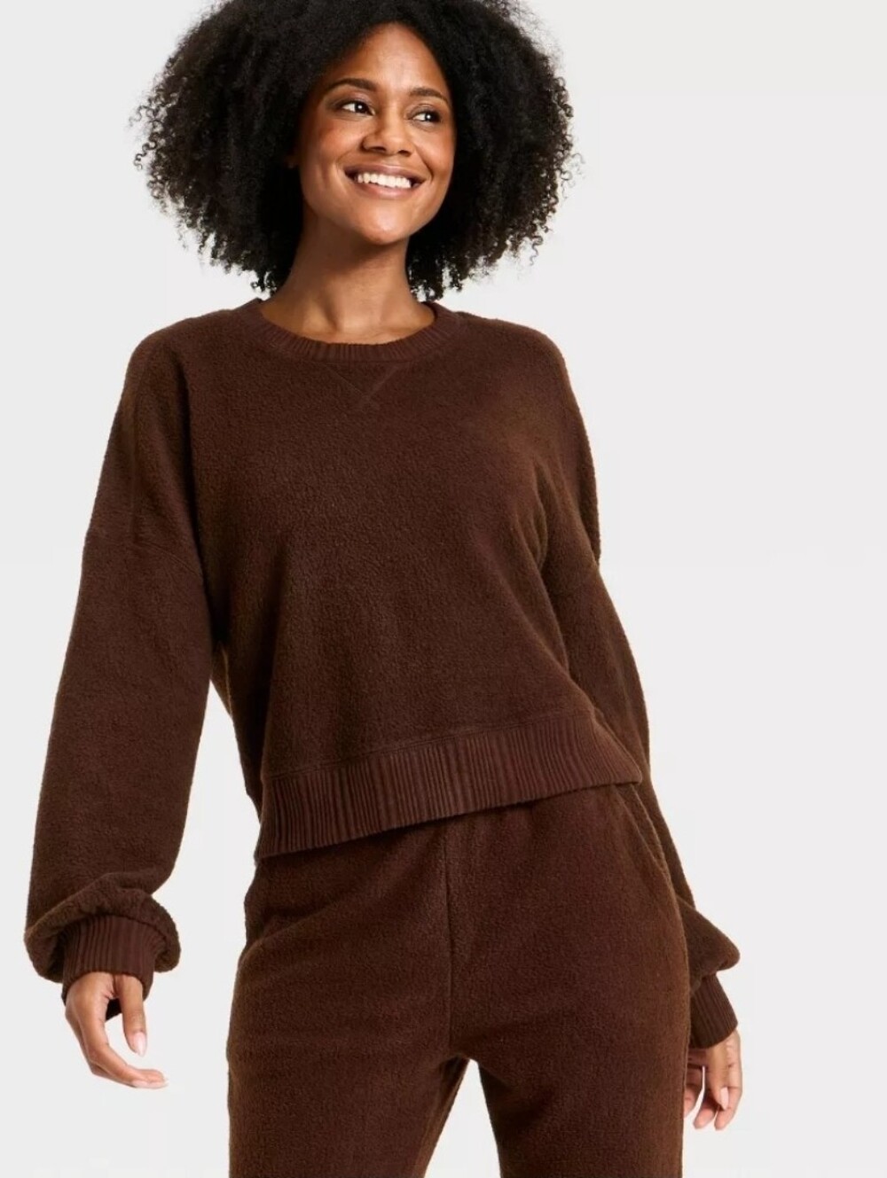 0322 Auden Brown Fleece Crewneck Sweater